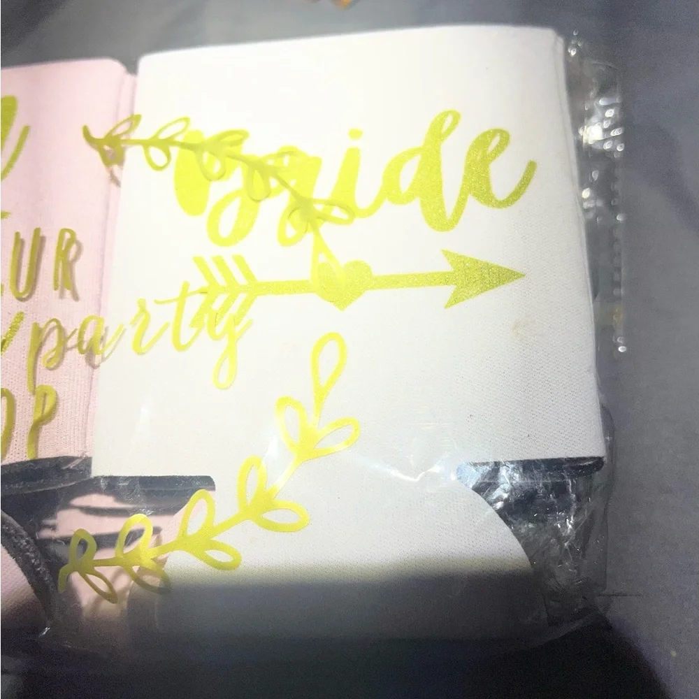 Pink and White Bridal Party Can Coolers